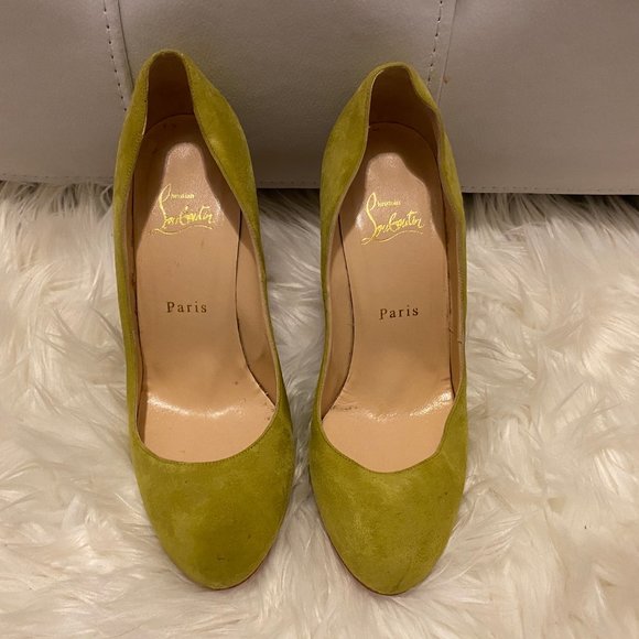 Christian Louboutin Green Suede Ron Ron Pumps SZ 37.5 - Picture 2 of 9